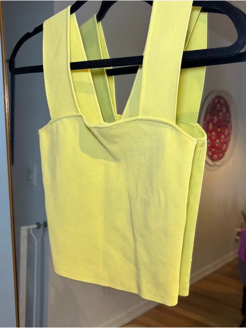 Alice + Olivia Lemon Yellow Square
Neck Crop Tank